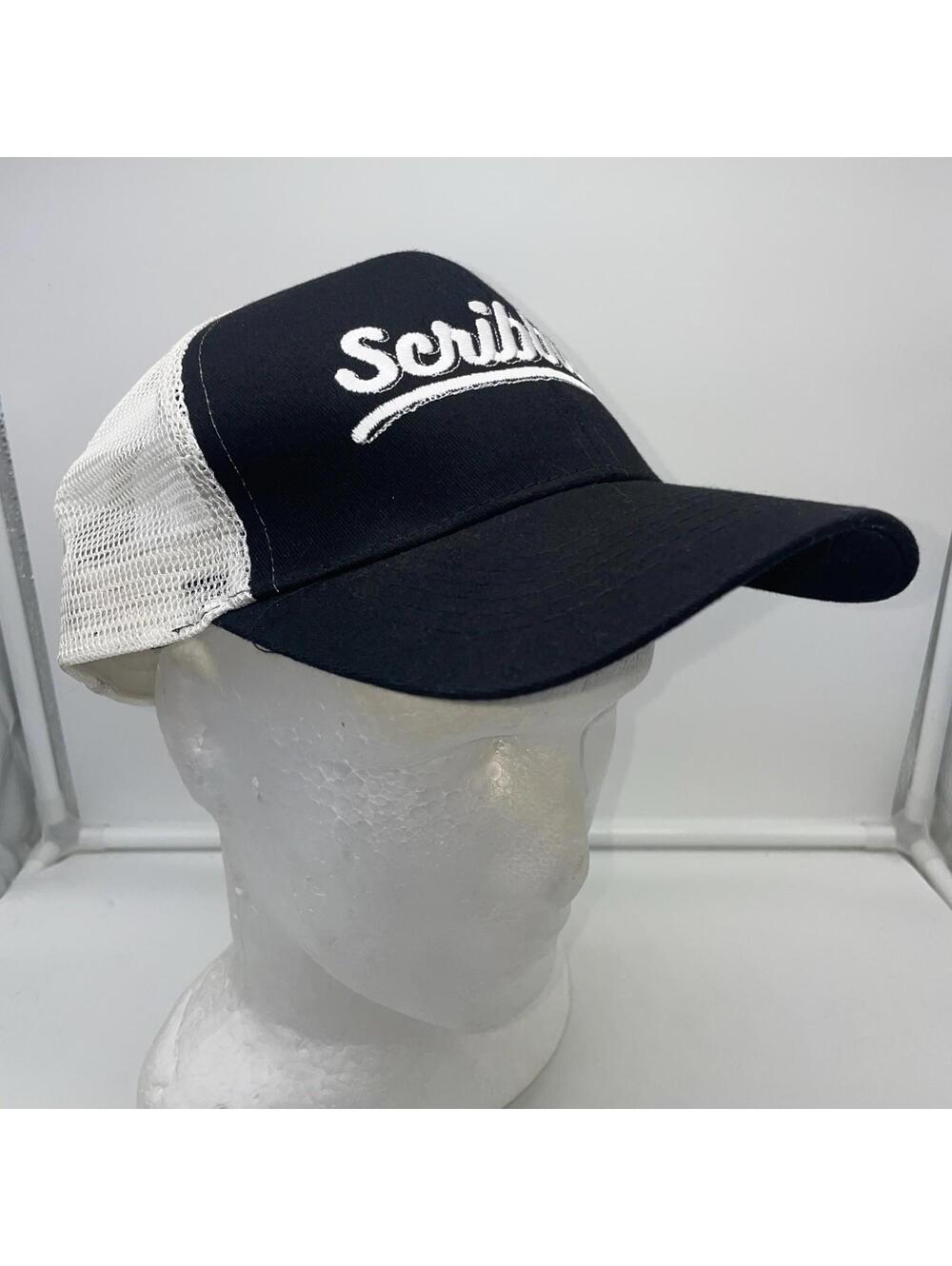 “Scribbler” Black/White Trucker Hat OSFA Mesh Cap Hit Wear